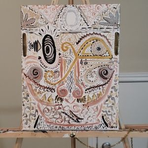 Sick AF original art tribal modern gold silver art